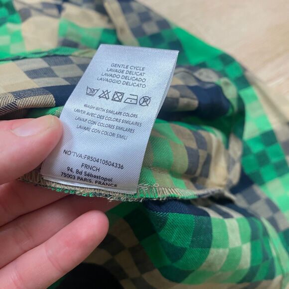 FRNCH Paris Check Joye Preppy Pullover‎ LS Top Womens M Color Green - Picture 6 of 6